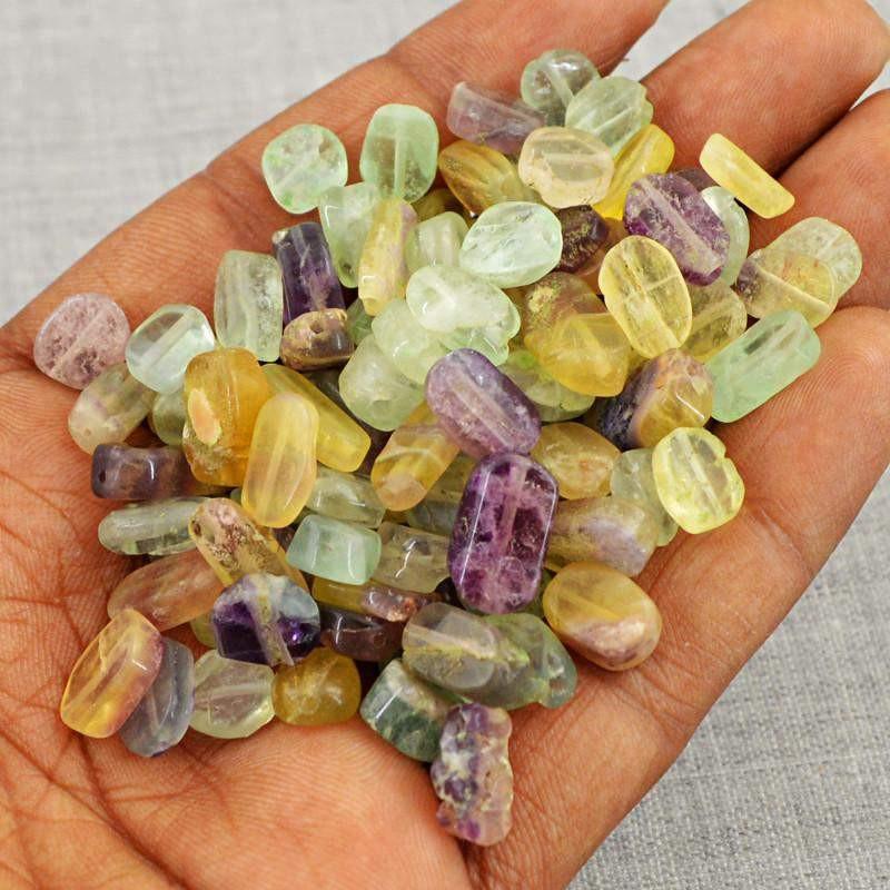 gemsmore:Natural Multicolor Fluorite Untreated Drilled Beads Lot