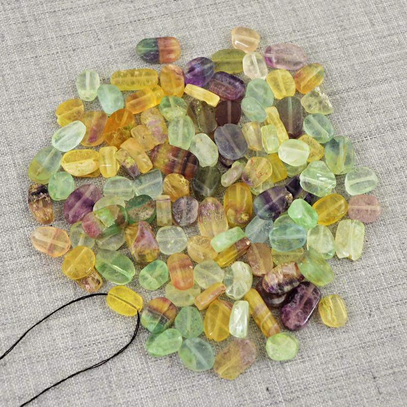gemsmore:Natural Multicolor Fluorite Untreated Drilled Beads Lot