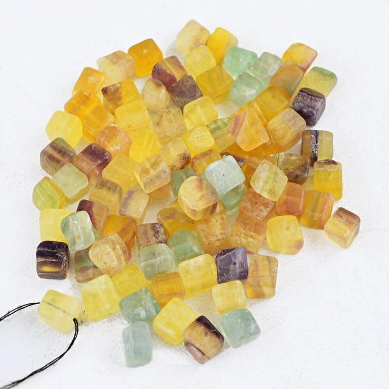 gemsmore:Natural Multicolor Fluorite Untreated Drilled Beads Lot