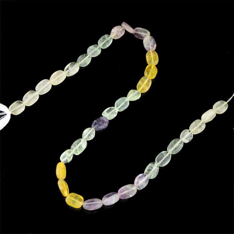 gemsmore:Natural Multicolor Fluorite Untreated Drilled Beads Strand