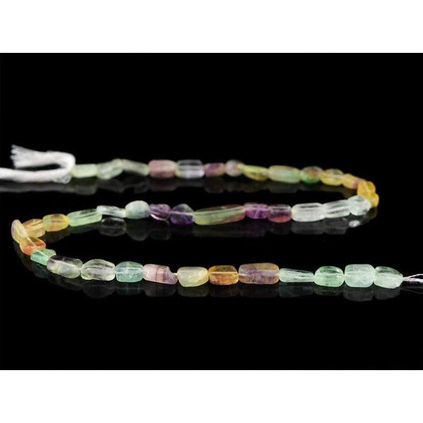 gemsmore:Natural Multicolor Fluorite Untreated Drilled Beads Strand