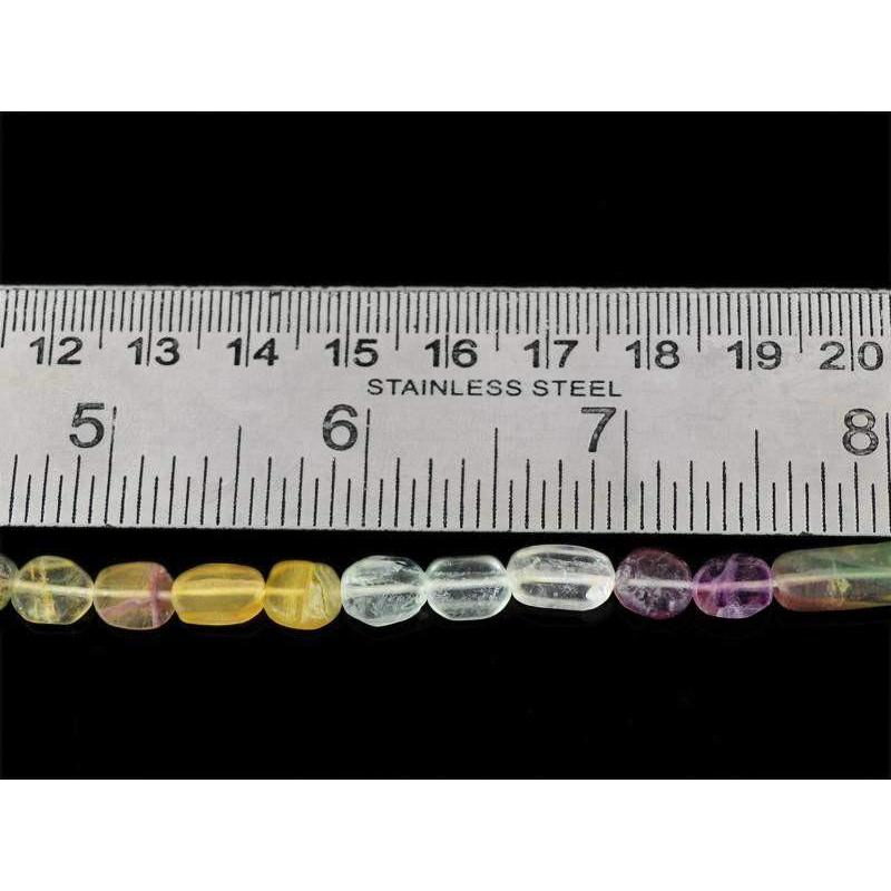 gemsmore:Natural Multicolor Fluorite Untreated Drilled Beads Strand