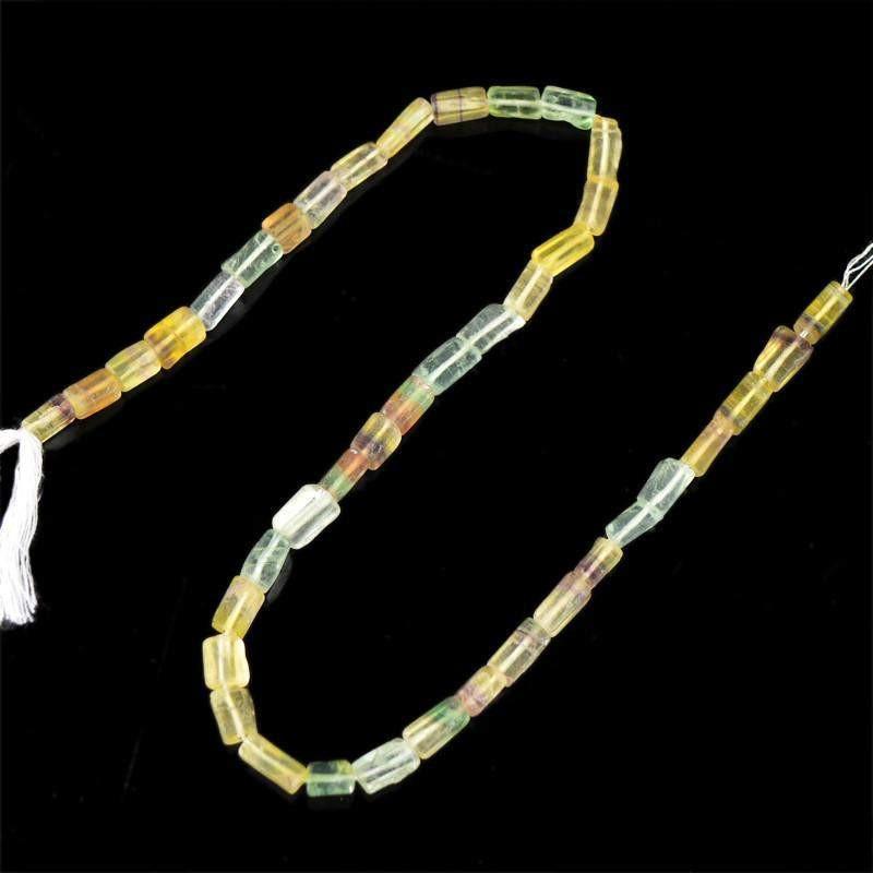 gemsmore:Natural Multicolor Fluorite Untreated Drilled Beads Strand