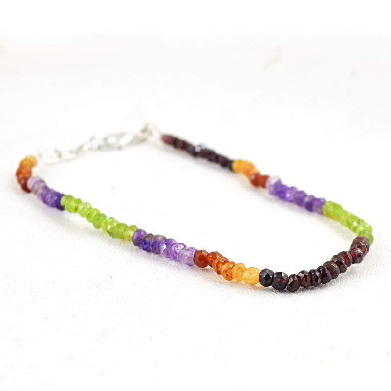 gemsmore:Natural Multicolor Gemstone Bracelet Faceted Round Shape Beads