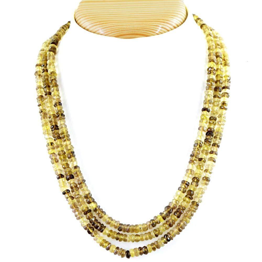 gemsmore:Natural Multicolor Lemon Topaz Necklace Faceted Beads