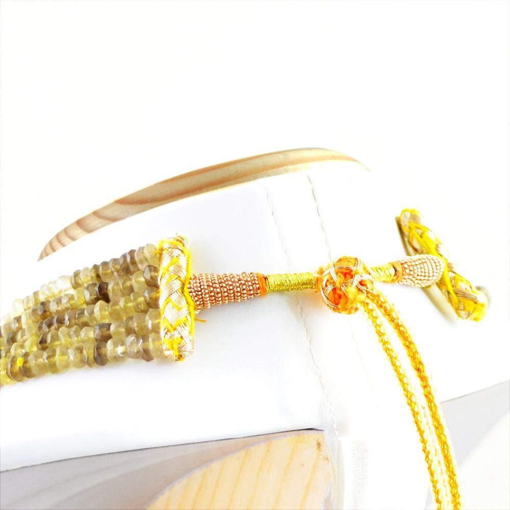 gemsmore:Natural Multicolor Lemon Topaz Necklace Round Shape Beads