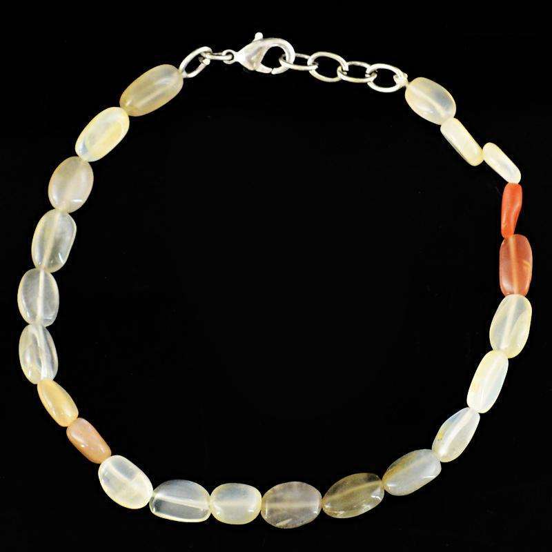 gemsmore:Natural Multicolor Moonstone Beads Bracelet - Oval Shape