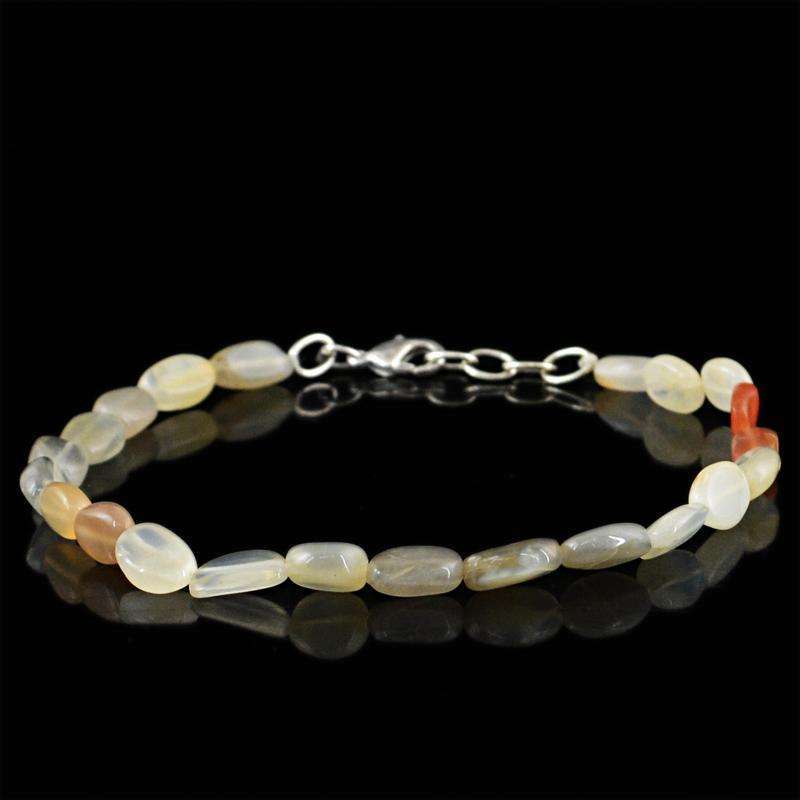 gemsmore:Natural Multicolor Moonstone Beads Bracelet - Oval Shape