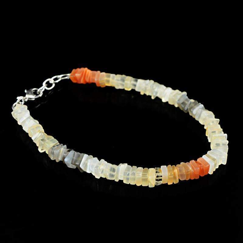 gemsmore:Natural Multicolor Moonstone Beads Bracelet
