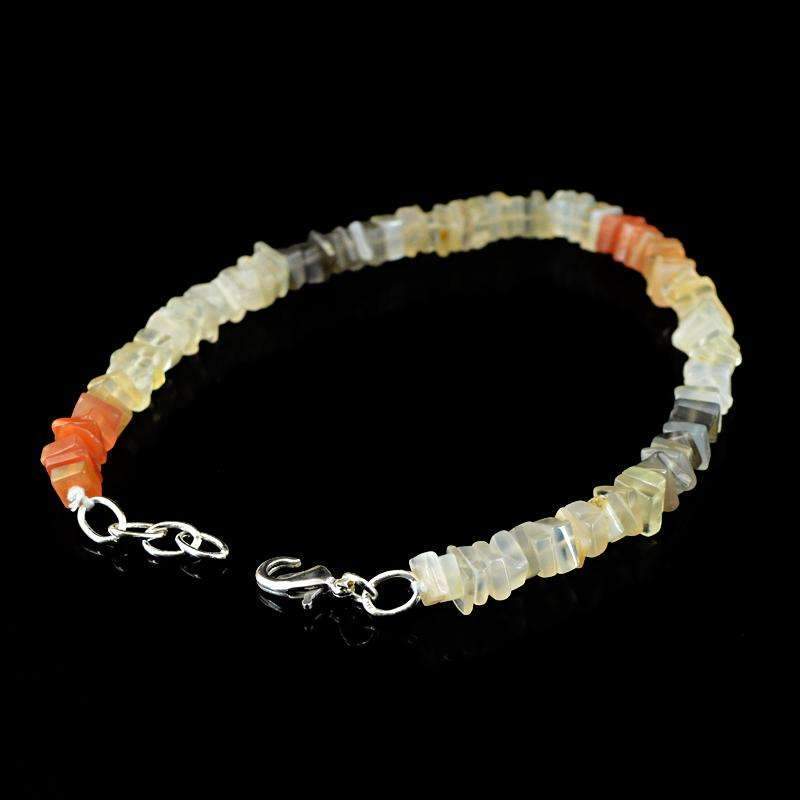 gemsmore:Natural Multicolor Moonstone Beads Bracelet