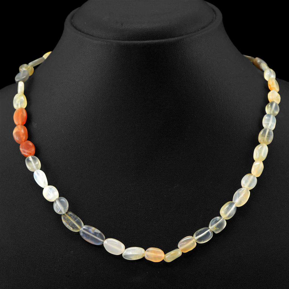 gemsmore:Natural Multicolor Moonstone Beads Necklace