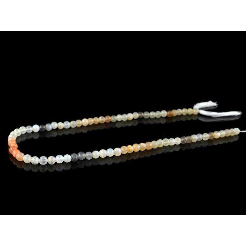 gemsmore:Natural Multicolor Moonstone Beads Strand - Round Shape Drilled