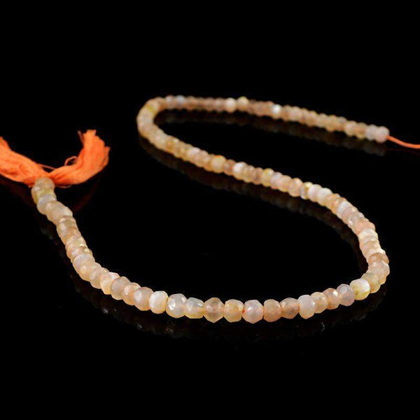 gemsmore:Natural Multicolor Moonstone Beads Strand - Round Shape Faceted Drilled