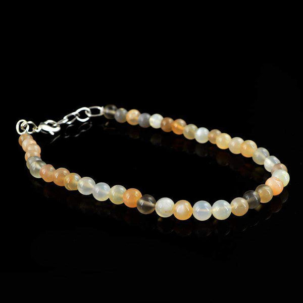 gemsmore:Natural Multicolor Moonstone Bracelet Round Shape Unheated Beads