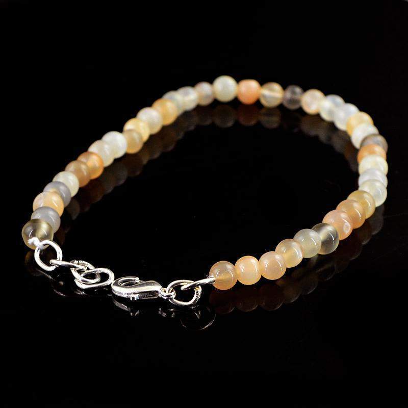 gemsmore:Natural Multicolor Moonstone Bracelet Round Shape Unheated Beads
