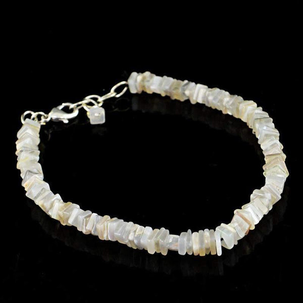 gemsmore:Natural Multicolor Moonstone Bracelet Untreated Beads
