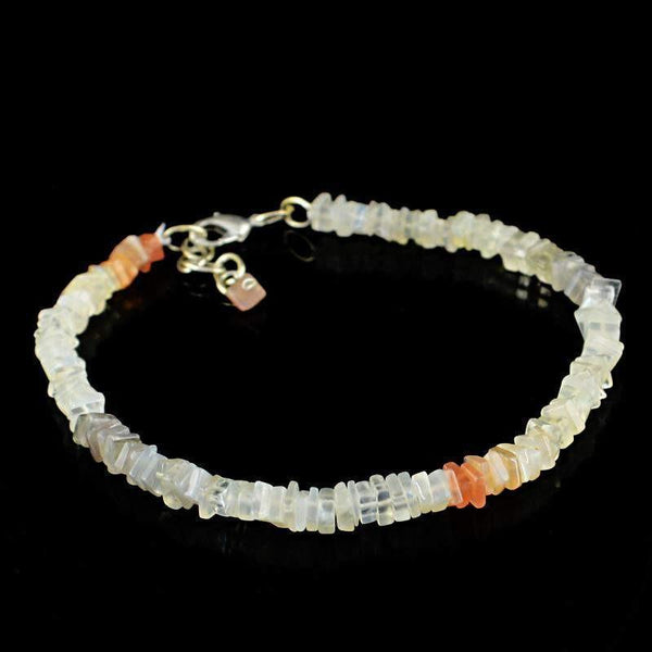 gemsmore:Natural Multicolor Moonstone Bracelet Untreated Beads