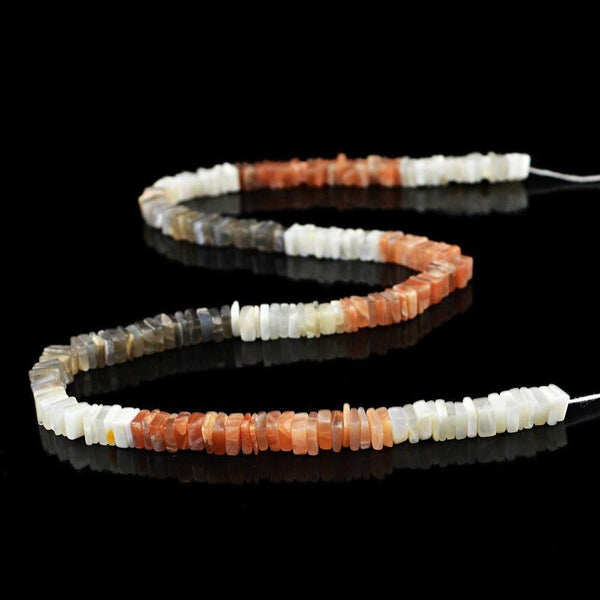 gemsmore:Natural Multicolor Moonstone Drilled Beads Strand