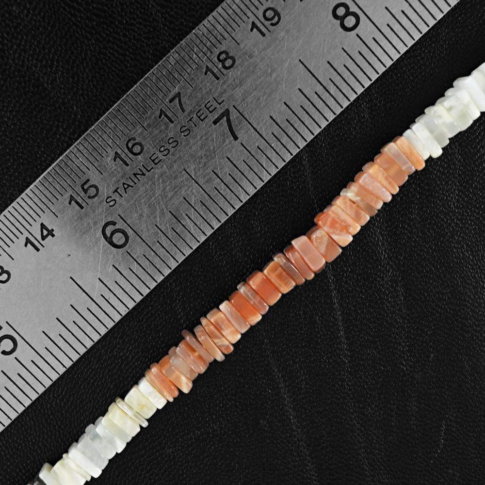 gemsmore:Natural Multicolor Moonstone Drilled Beads Strand