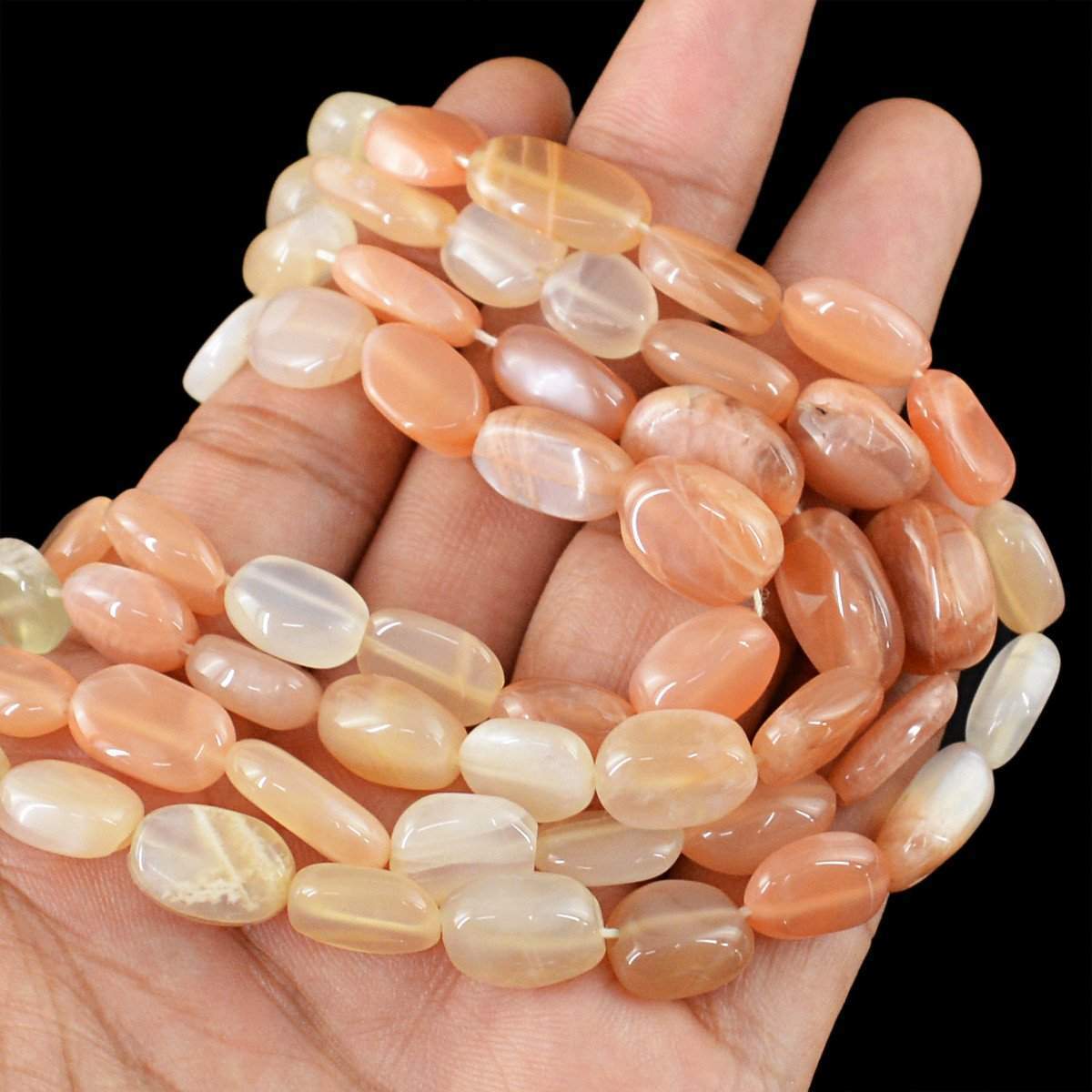 gemsmore:Natural Multicolor Moonstone Necklace Oval Shape Beads
