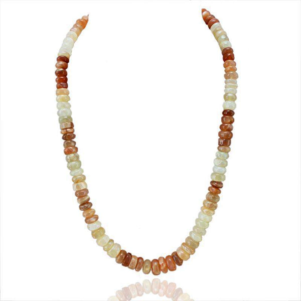 gemsmore:Natural Multicolor Moonstone Necklace Round Beads