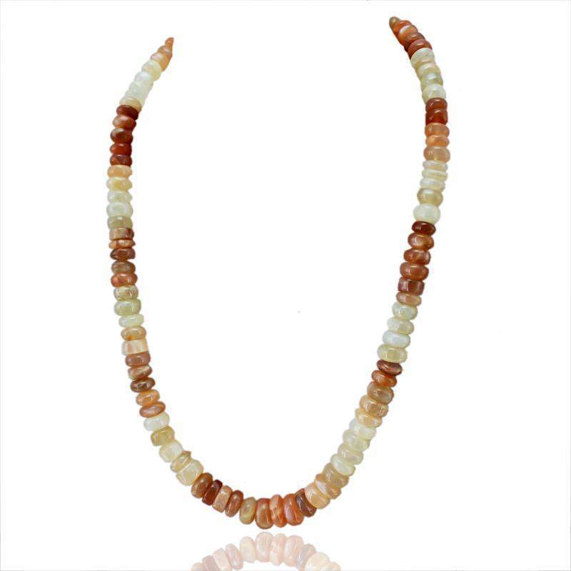 gemsmore:Natural Multicolor Moonstone Necklace Round Beads