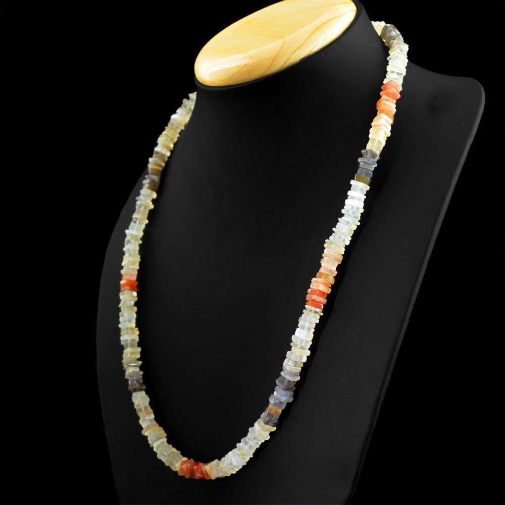 gemsmore:Natural Multicolor Moonstone Necklace Untreated Beads