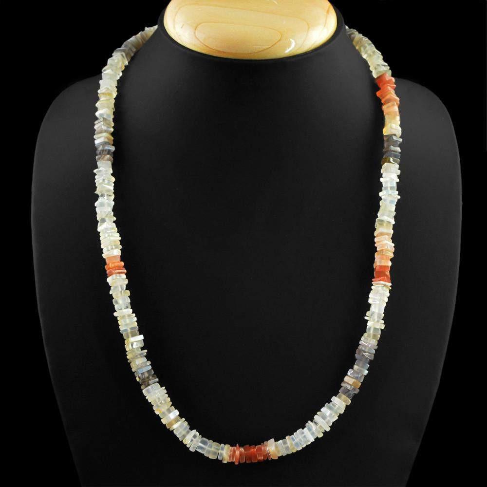 gemsmore:Natural Multicolor Moonstone Necklace Untreated Beads