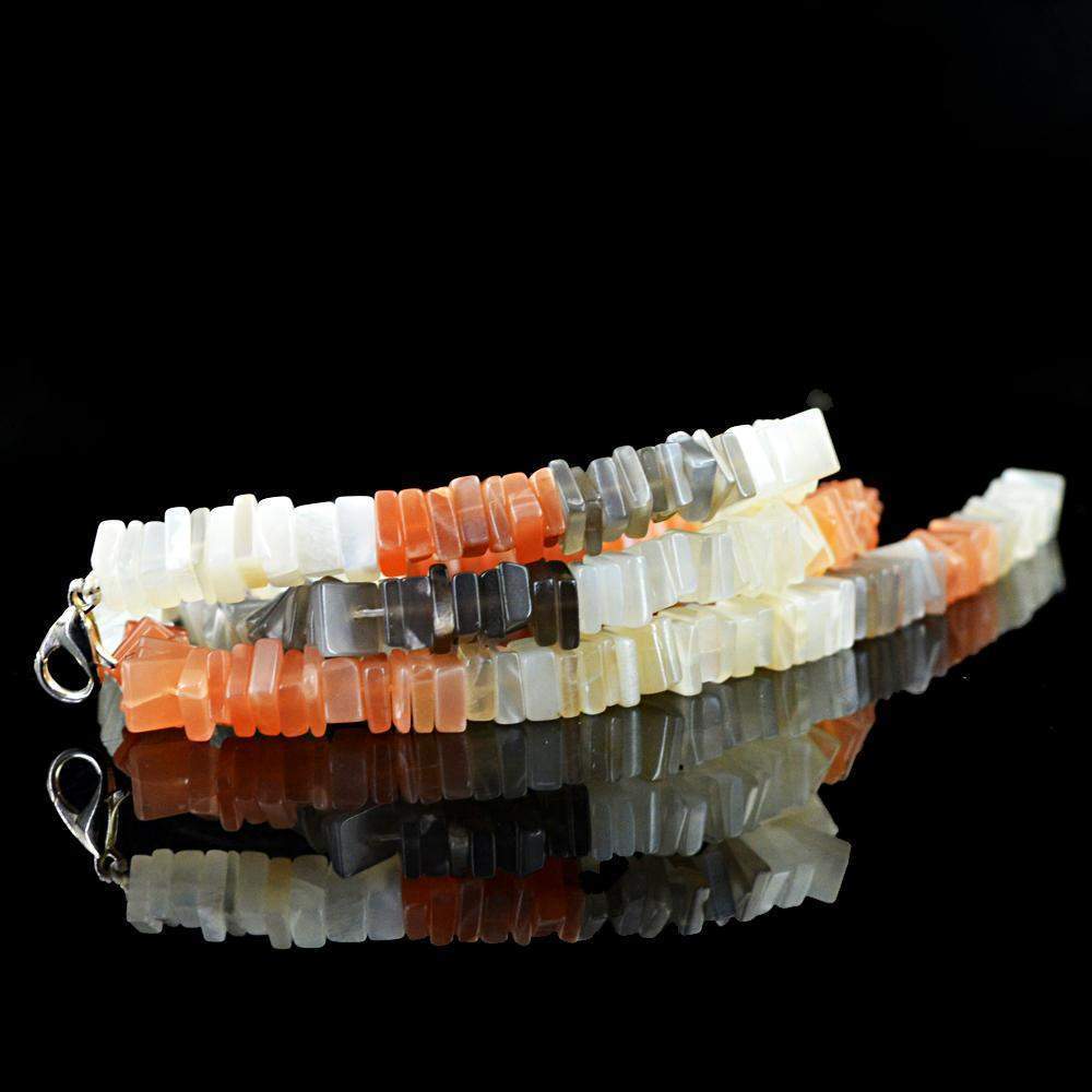 gemsmore:Natural Multicolor Moonstone Necklace Untreated Beads