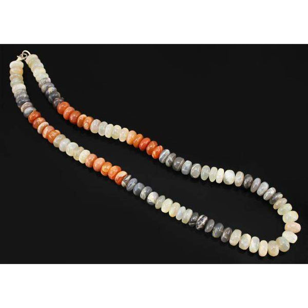 gemsmore:Natural Multicolor Moonstone Necklace Untreated Beads