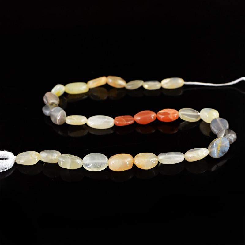 gemsmore:Natural Multicolor Moonstone Oval Shape Beads Strand