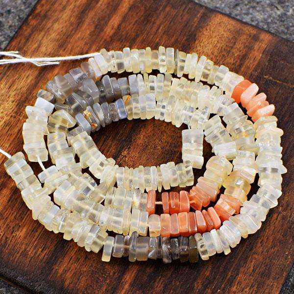 gemsmore:Natural Multicolor Moonstone Oval Shape Drilled Beads Strand