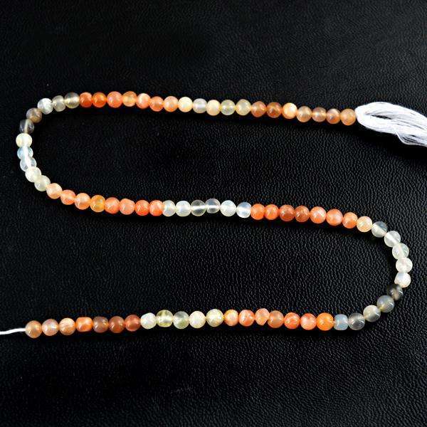 gemsmore:Natural Multicolor Moonstone Round Shape Drilled Beads Strand