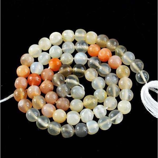 gemsmore:Natural Multicolor Moonstone Round Shape Drilled Beads Strand