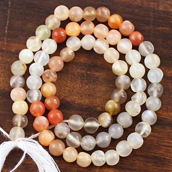 gemsmore:Natural Multicolor Moonstone Round Shape Drilled Beads Strand