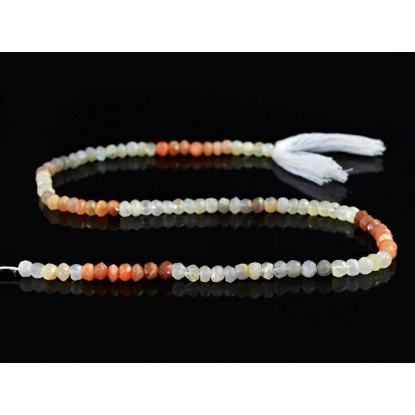 gemsmore:Natural Multicolor Moonstone Unheated Beads Strand