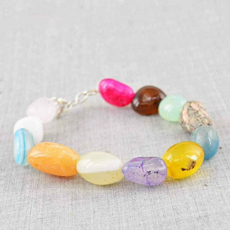 gemsmore:Natural Multicolor Multi Gemstone Beads Bracelet