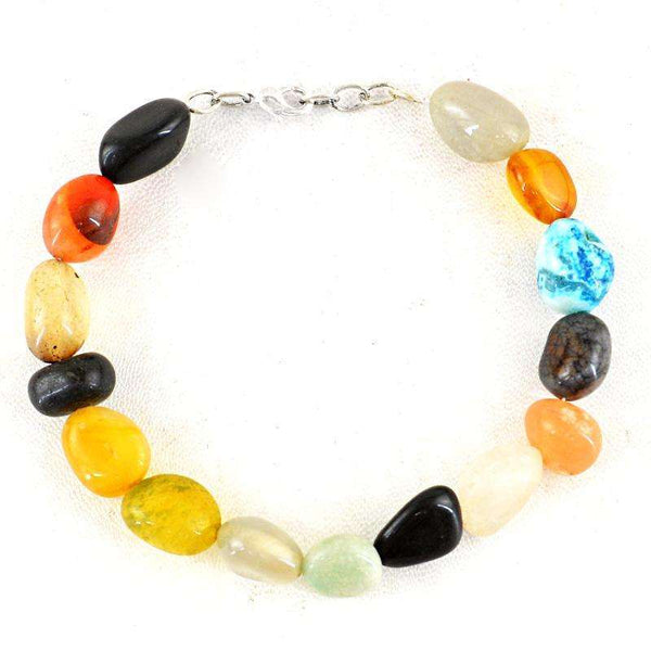 gemsmore:Natural Multicolor Multi Gemstone Beads Bracelet