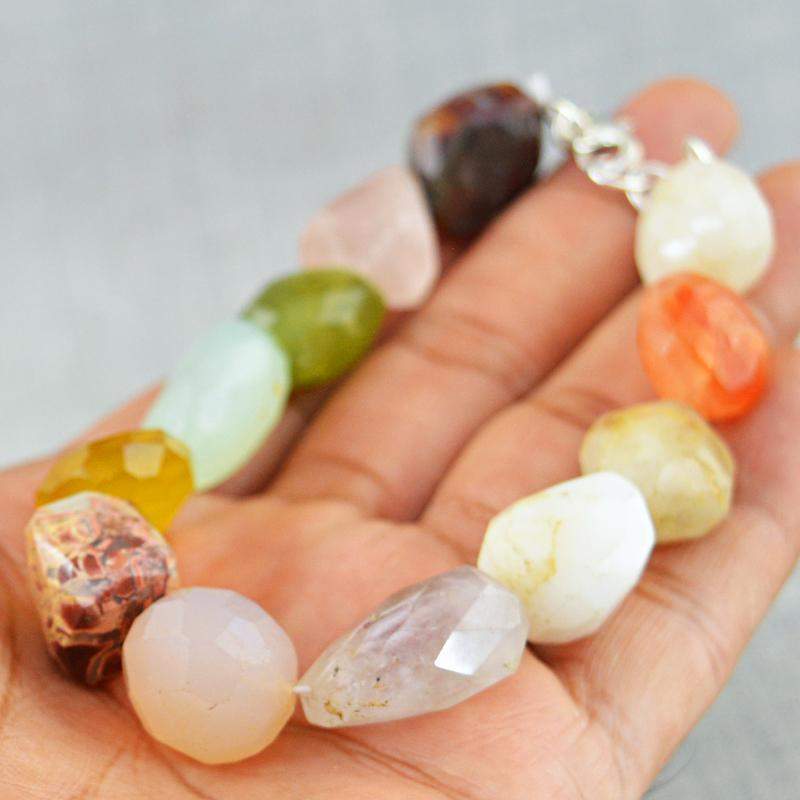 gemsmore:Natural Multicolor Multi Gemstone Bracelet Faceted Beads