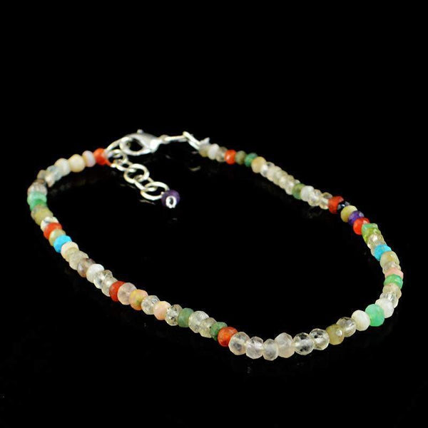 gemsmore:Natural Multicolor Multi Gemstone Bracelet Faceted Round Beads