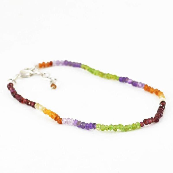 gemsmore:Natural Multicolor Multi Gemstone Bracelet Round Cut Beads