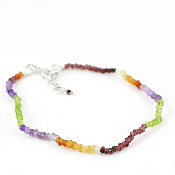 gemsmore:Natural Multicolor Multi Gemstone Bracelet Round Shape Faceted Beads