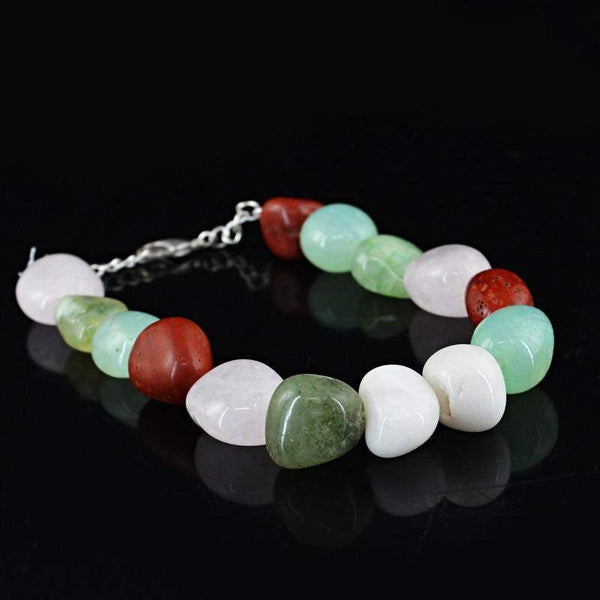 gemsmore:Natural Multicolor Multi Gemstone Bracelet Untreated Beads