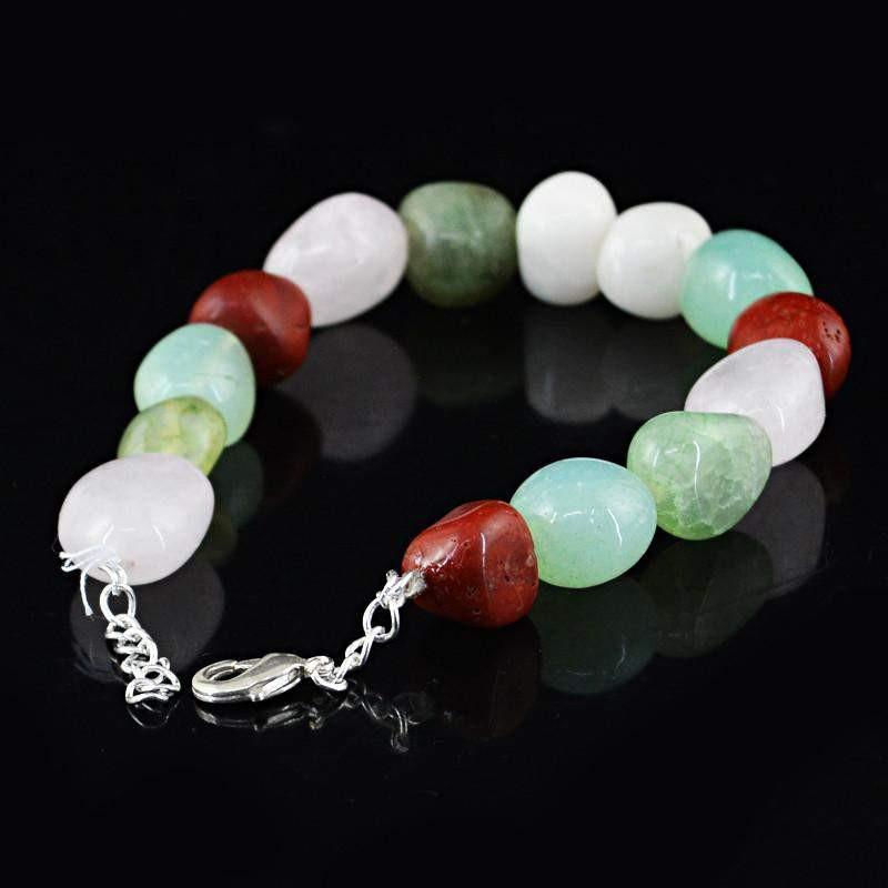 gemsmore:Natural Multicolor Multi Gemstone Bracelet Untreated Beads