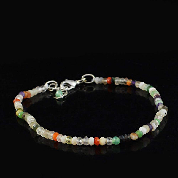 gemsmore:Natural Multicolor Multi Gemstone Bracelet Untreated Round Cut Beads