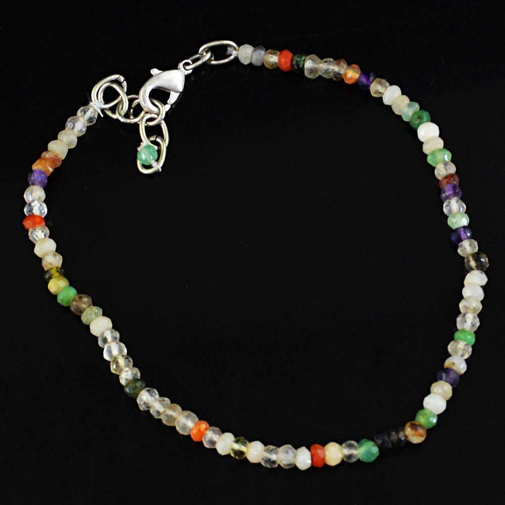 gemsmore:Natural Multicolor Multi Gemstone Bracelet Untreated Round Cut Beads