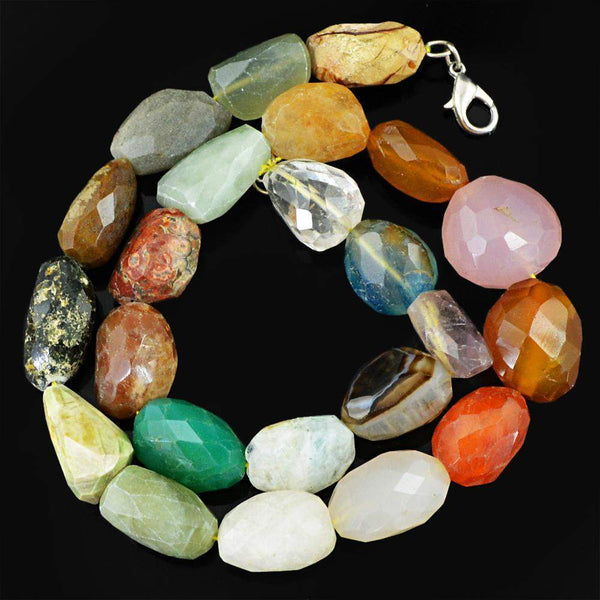 gemsmore:Natural Multicolor Multi Gemstone Necklace Faceted Beads