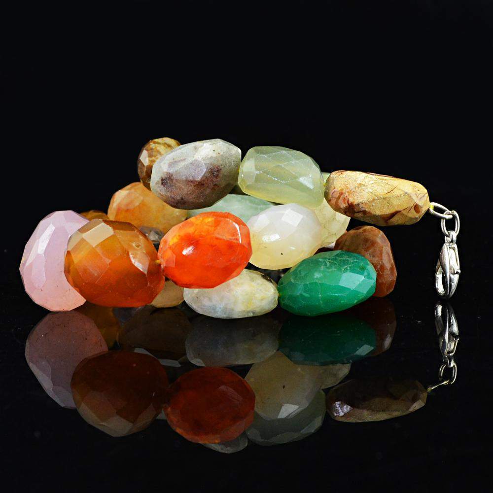 gemsmore:Natural Multicolor Multi Gemstone Necklace Faceted Beads