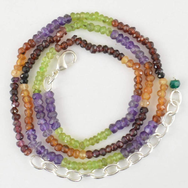 gemsmore:Natural Multicolor Multi Gemstone Necklace Faceted Round Beads