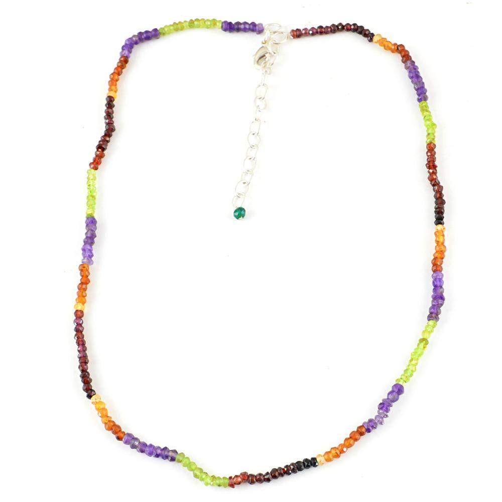 gemsmore:Natural Multicolor Multi Gemstone Necklace Faceted Round Beads
